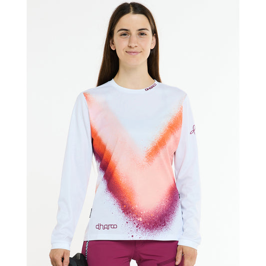 DHARCO GRAVITY FIREBIRD langærmet jersey til kvinder, hvid/orange