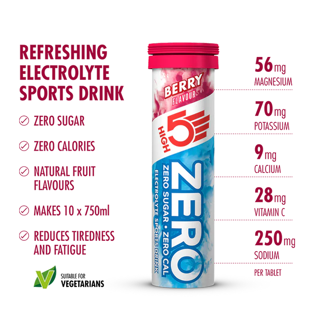 Bottle + 10 HIGH5 CYCLE PACK Electrolyte Hydration Tablets Fruits Red