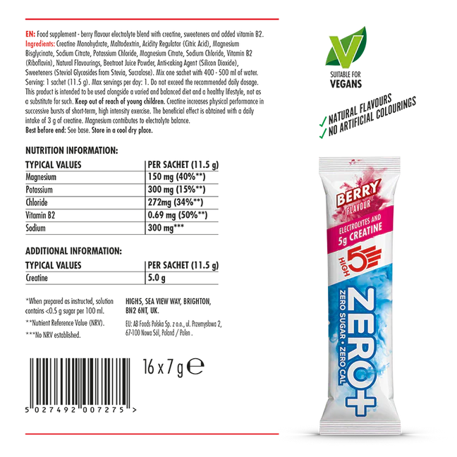 HIGH 5 ZERO+ Creatine HYDRATING STICK (11,5 g) Røde frugter