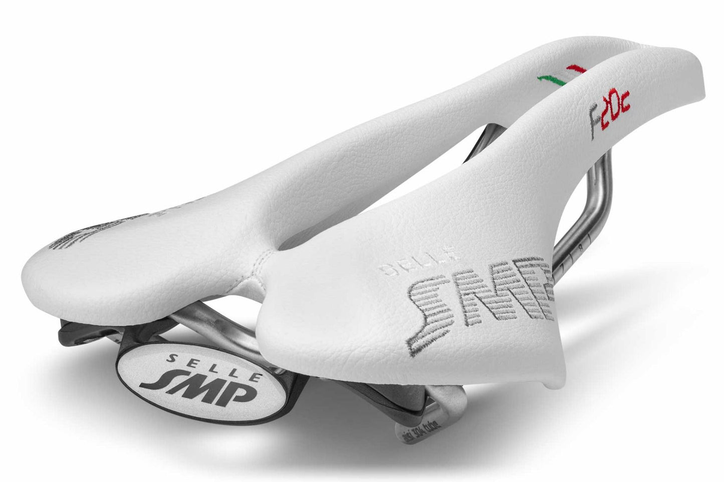 Saddle SMP F20C White stainless steel rails