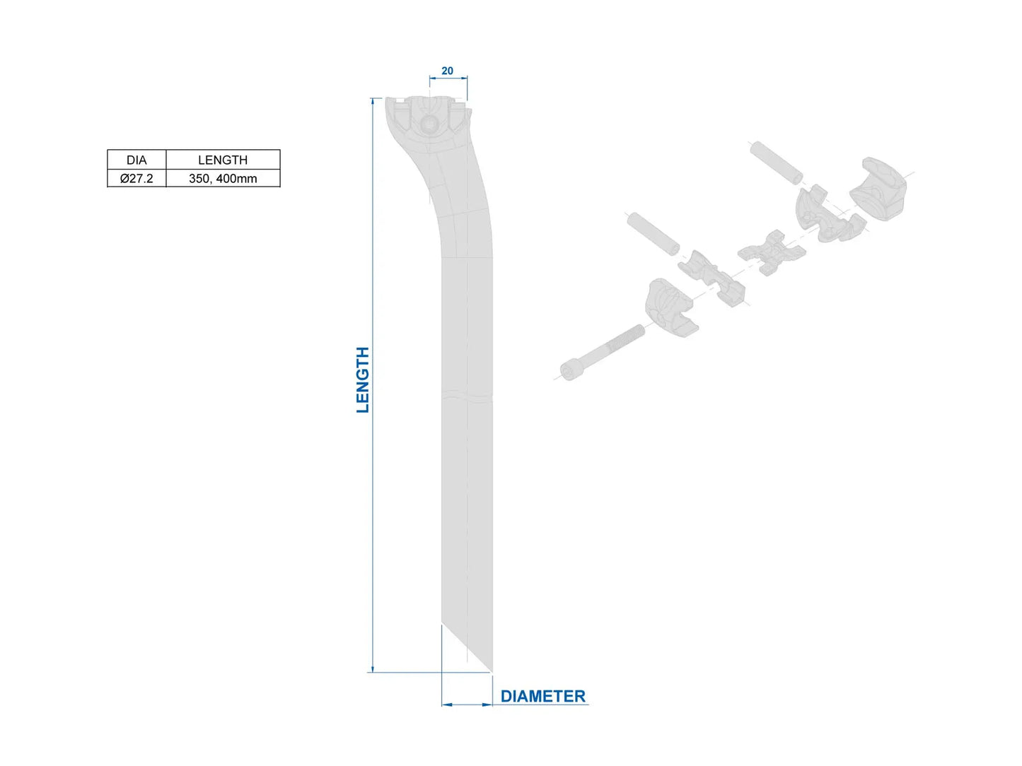 Sadelstolpe RITCHEY SUPERLOGIC ONE-BOLT Tilbagetryk 20mm
