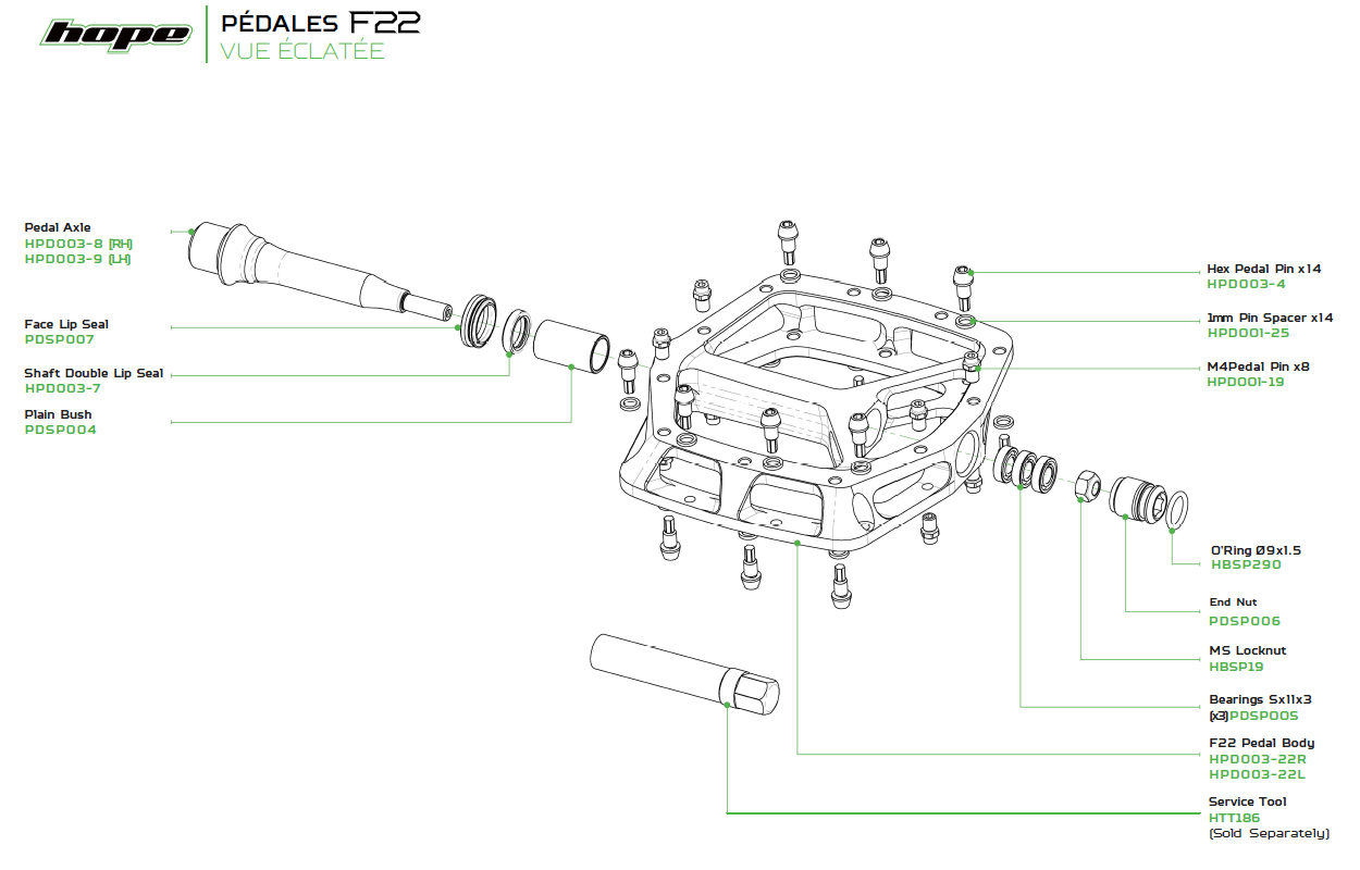 HOPE F22 Flat Pedals Sort