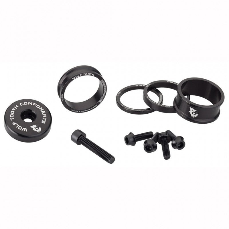 Spacers, Stem Cover and Screws Kit WOLFTOOTH BLING KIT Black