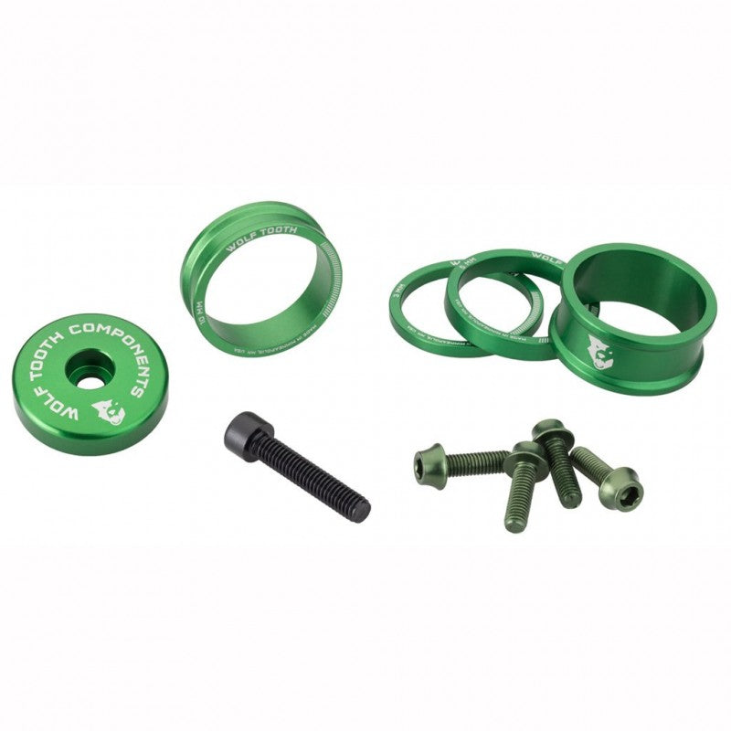 Spacers, Stem Cover and Screws Kit WOLFTOOTH BLING KIT Olive