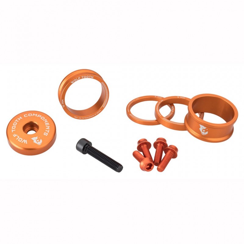 Spacers, Stem Cover and Screws Kit WOLFTOOTH BLING KIT Orange