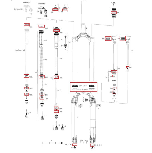 200 hrs/year maintenance kit ROCKSHOX PIKE BASE/SELECT/SELECT+/ULTIMATE (2022+) Gen-C
