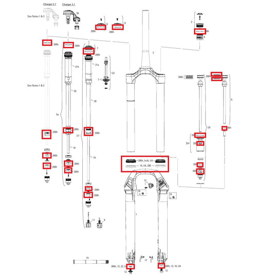 200 timer/år vedligeholdelsessæt ROCKSHOX LYRIK BASE/SELECT/SELECT+/ULTIMATE (2022+) GENERATION-D