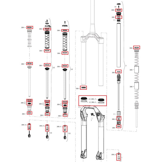 200 timer/år vedligeholdelsessæt ROCKSHOX PSYLO Silver (2025+) Generation A