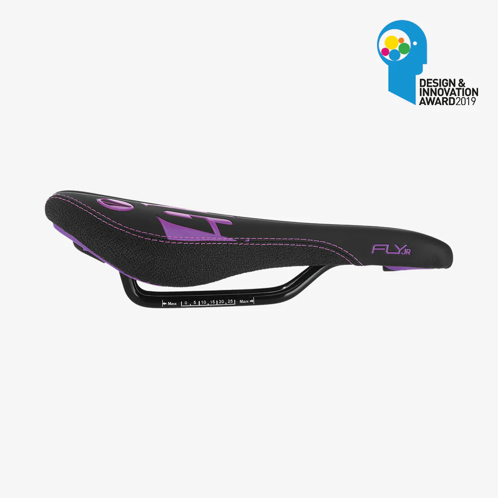 SDG FLY Junior-sadel sort/lilla
