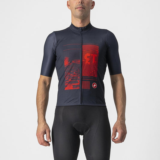 CASTELLI 13 SCREEN Kortærmet Jersey Blå/Rød