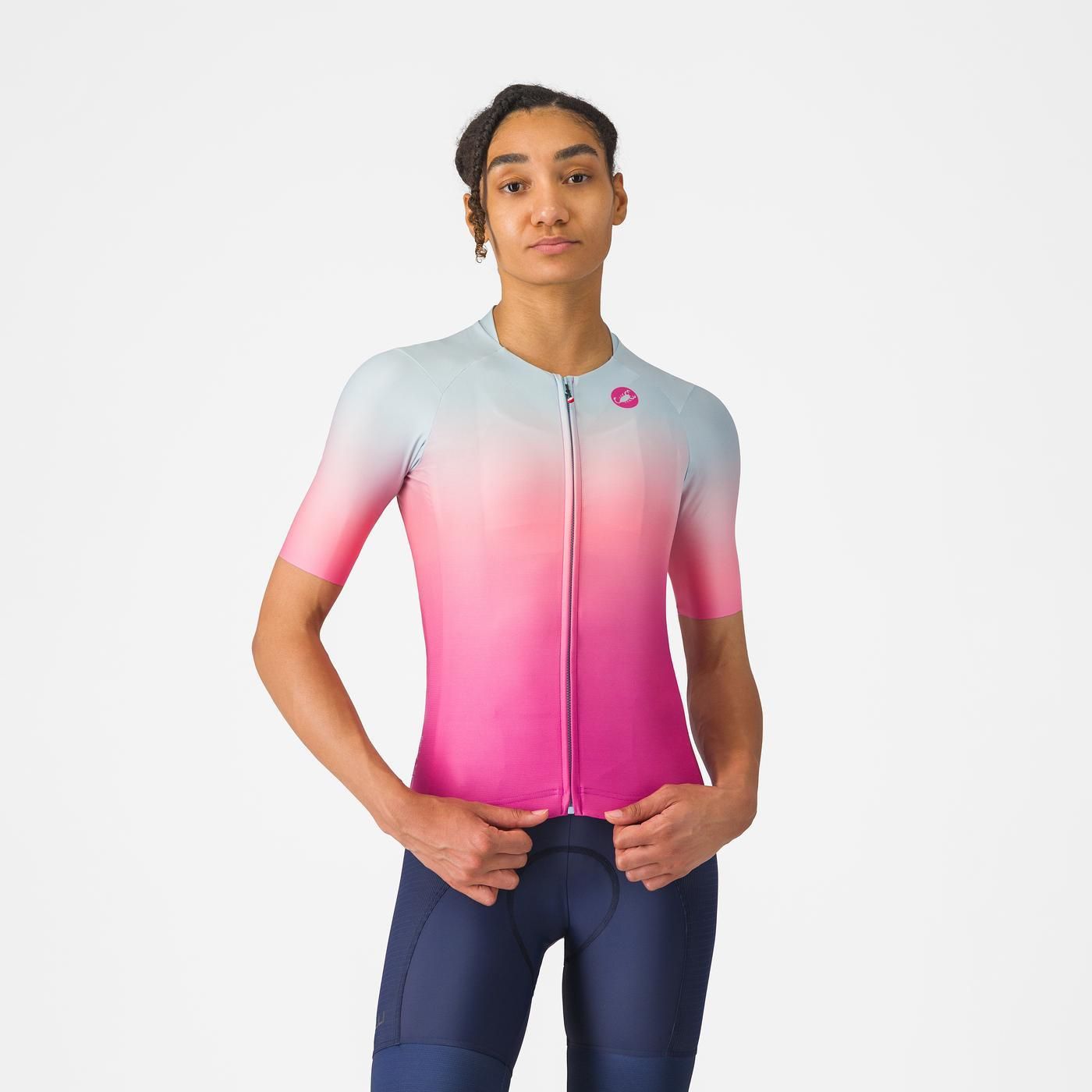 CASTELLI UPF kortærmet pink jersey til kvinder