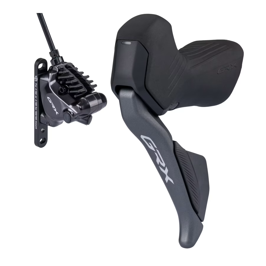 Venstre Skiftegreb og Forbremsekaliber SHIMANO GRX Di2 ST-RX825 + BR-RX820 Flat Mount 2x12G