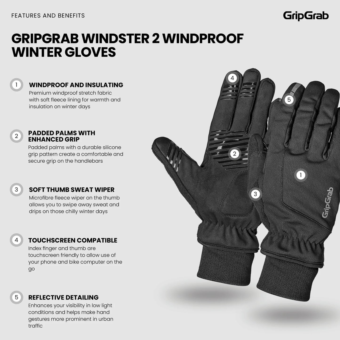 WINDSTER 2 WINDPROOF WINTER GRIPGRAB-handsker Gul