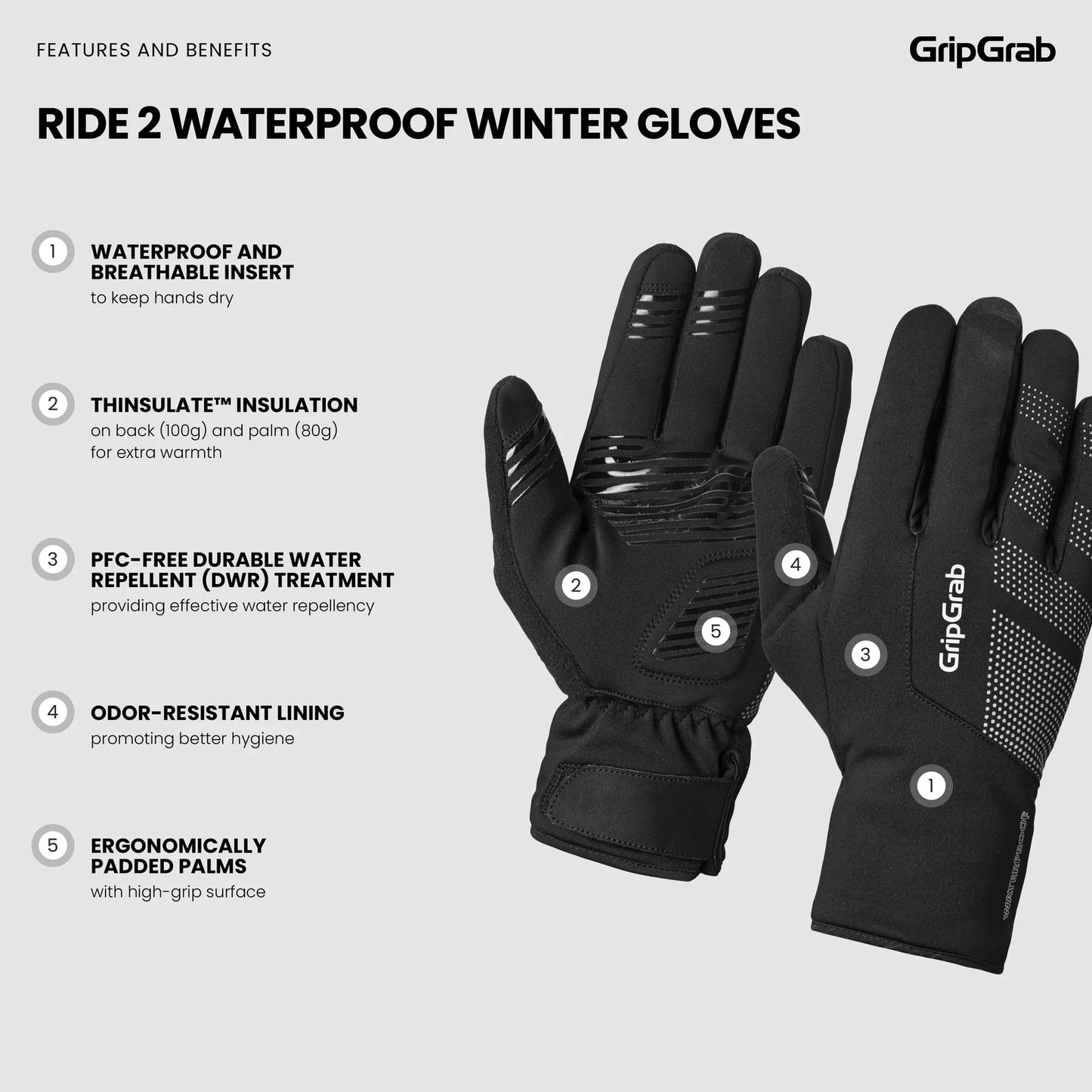 GRIPGRAB RIDE 2 WINDPROOF VINTERHANDSKER Gul