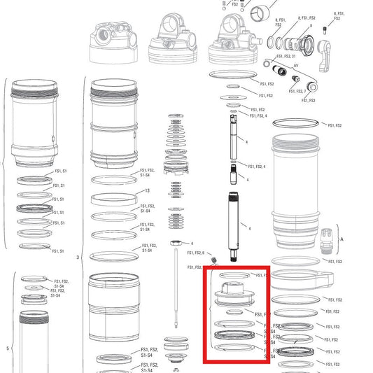 Tætningshovedstempelsæt til ROCKSHOX MONARCH-støddæmper B1(PLUS. RL. XX). C1(R.RT.RT3). D1(RT3)