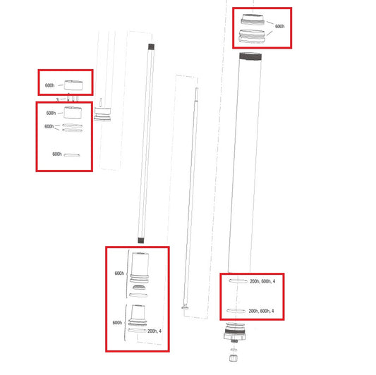600 timer/3 år Vedligeholdelsessæt til ROCKSHOX Reverb XPLR A1 AXS 27,2 mm sadelpind