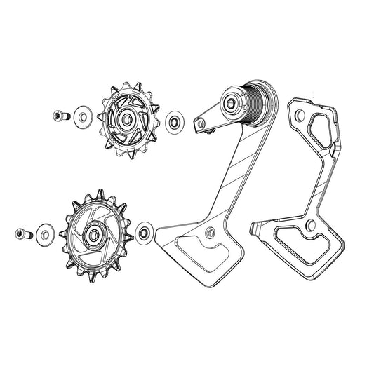 SRAM RED XPLR AXS E1 bagskifterbur og hjul