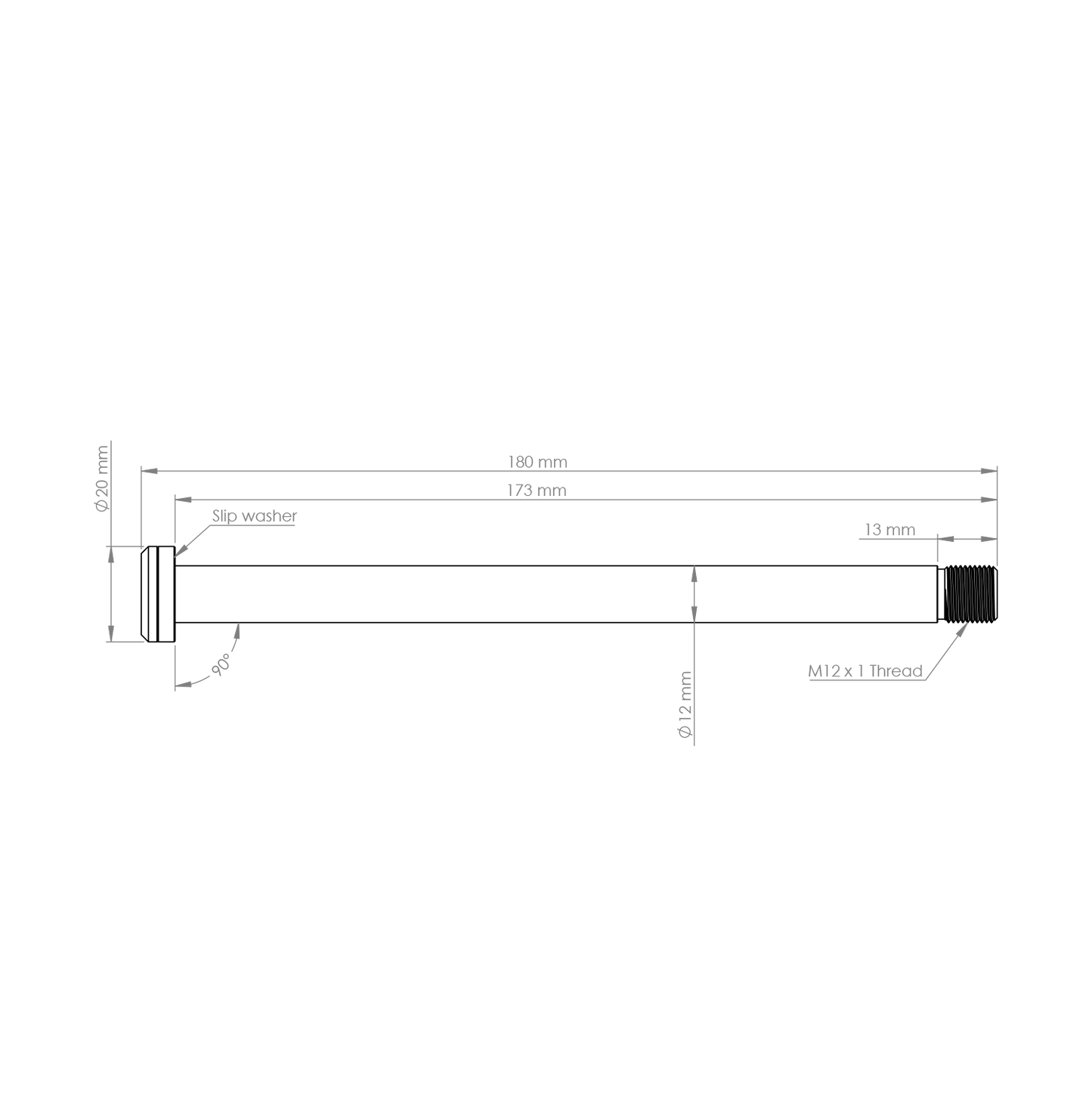 BURGTEC 173 mm baghjulsaksel til Rocky Mountain-ramme Sort