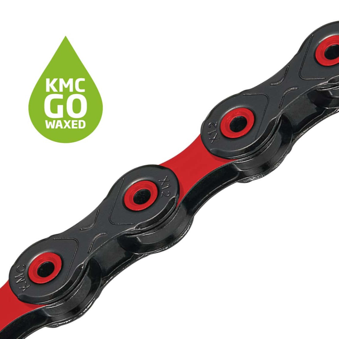 12V KMC DLC12 Waxed Black/Red Chain