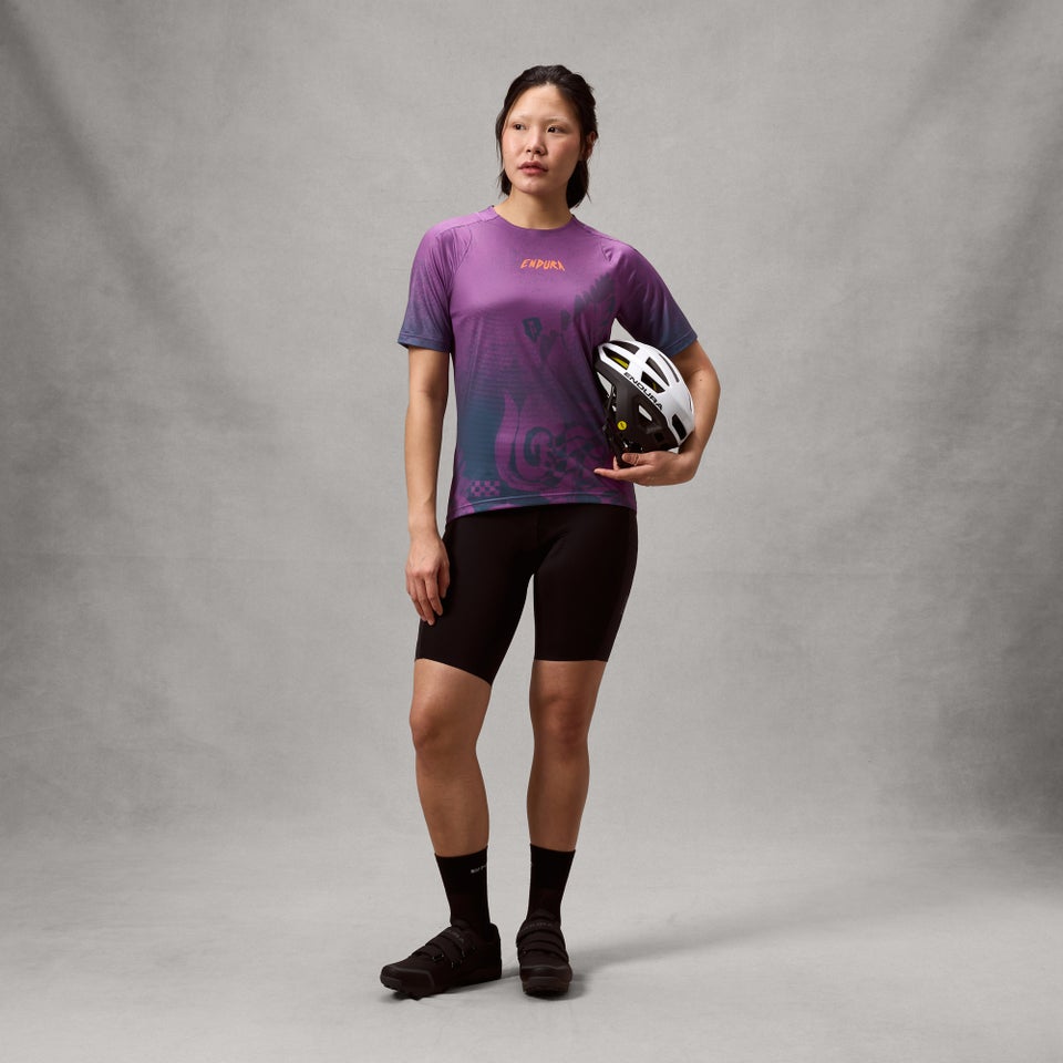 ENDURA SINGLETRACK PRINT Kortærmet trøje End Purple til kvinder