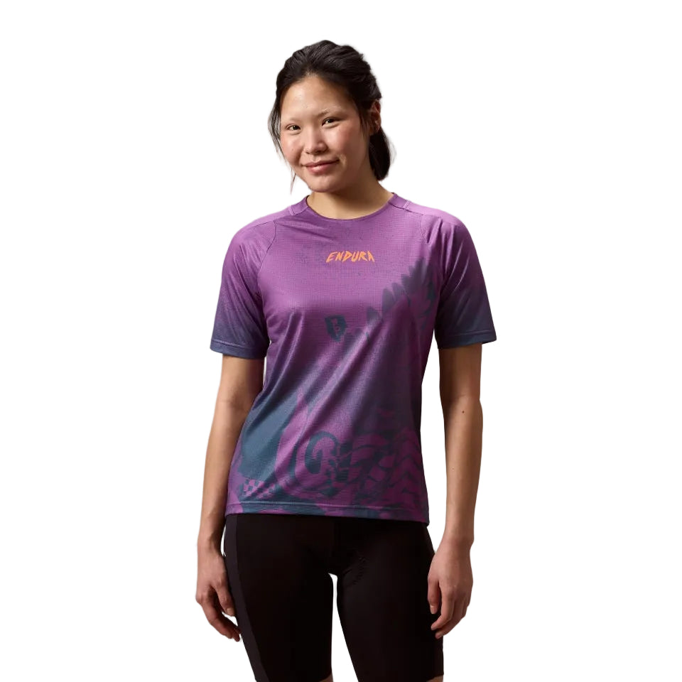 ENDURA SINGLETRACK PRINT Kortærmet trøje End Purple til kvinder