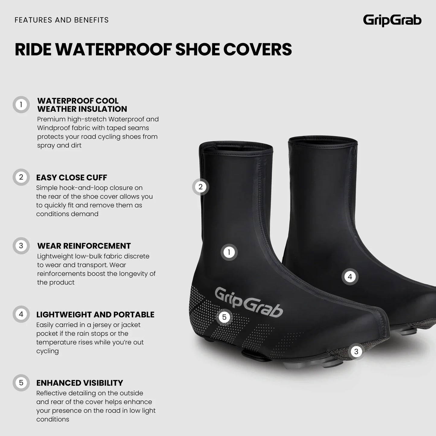 Støvleovertræk GRIPGRAB RIDE WATERPROOF Sort
