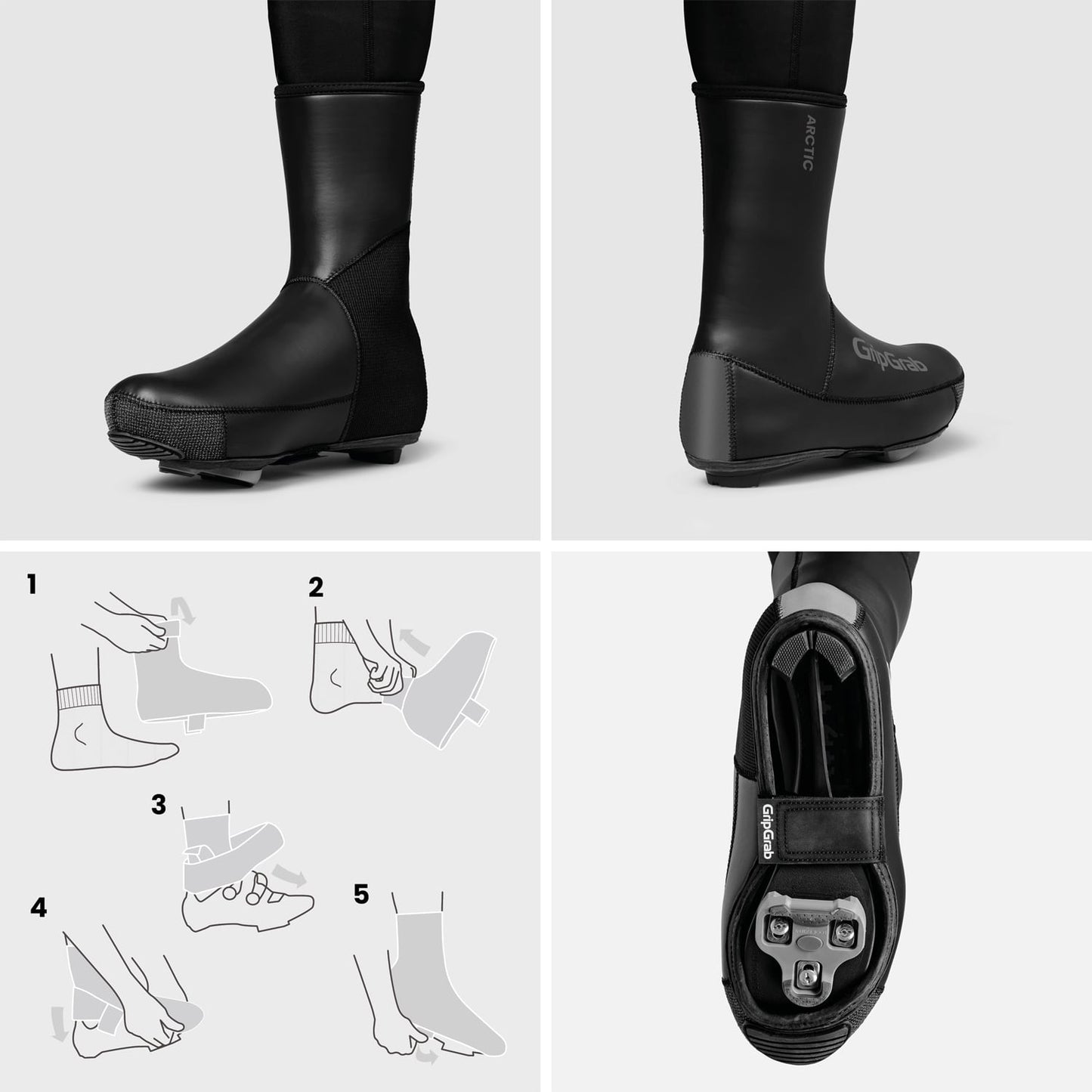 Støvleovertræk GRIPGRAB ARTIC 2 WATERPROOF ROAD Sort