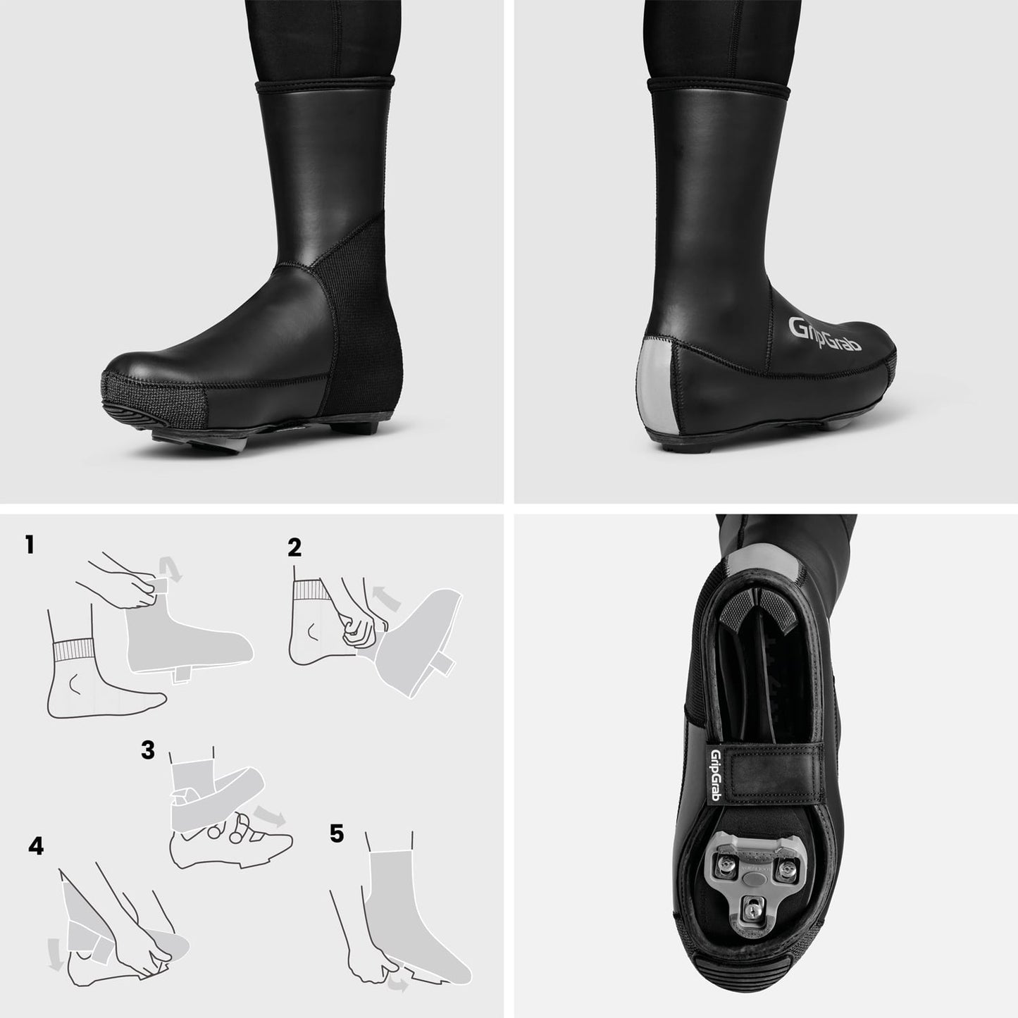 Støvleovertræk GRIPGRAB PACR WATERPROOF ROAD Sort