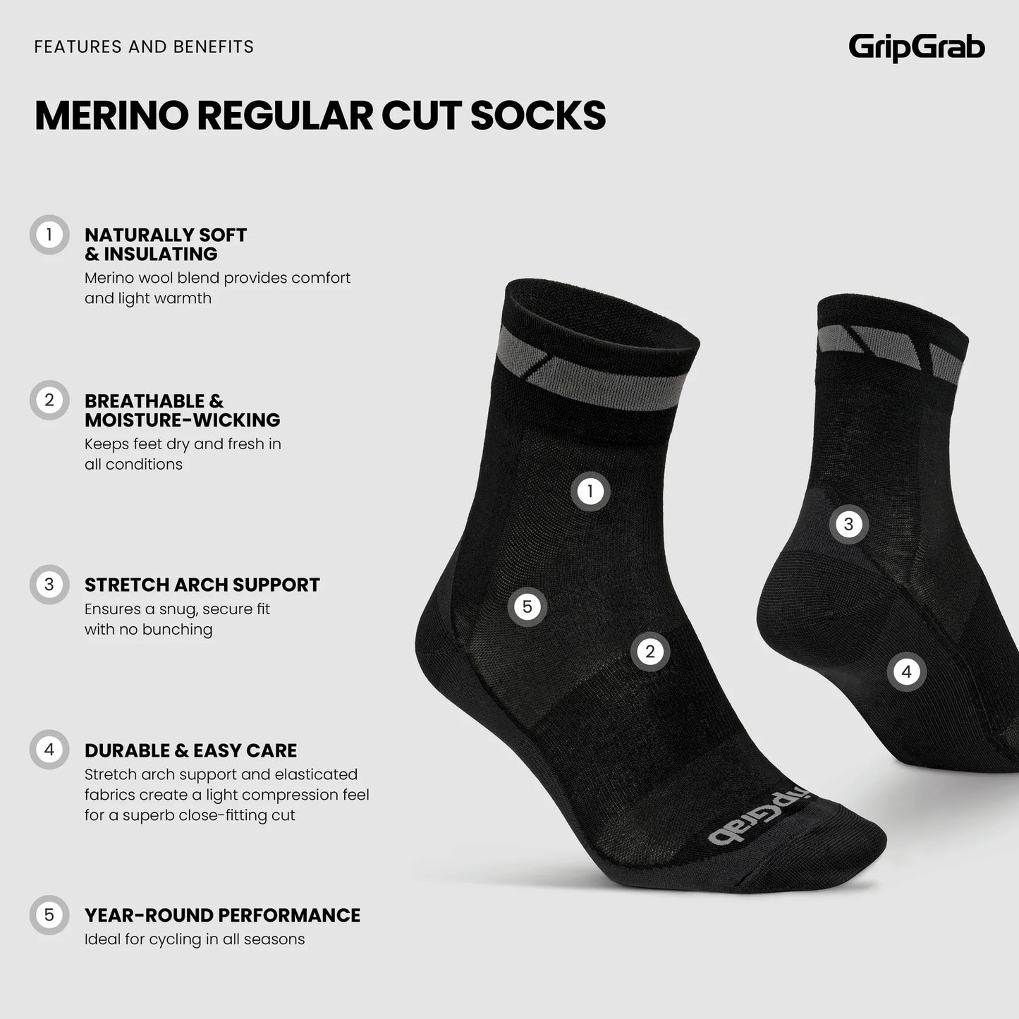 GRIPGRAB MERINO REGALAR strømper Sort (x3)