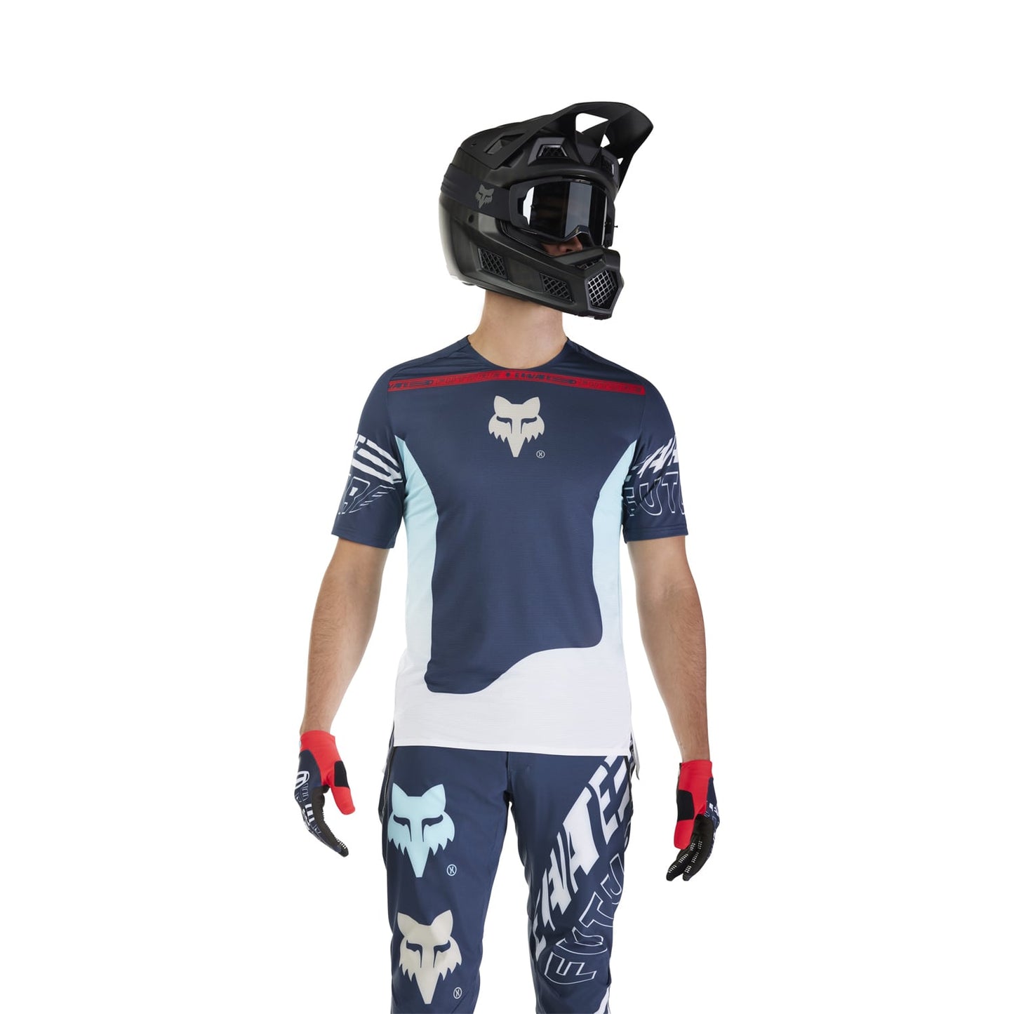 FOX FLEXAIR ELEVATED Kortærmet Jersey Sort/Blå 2025