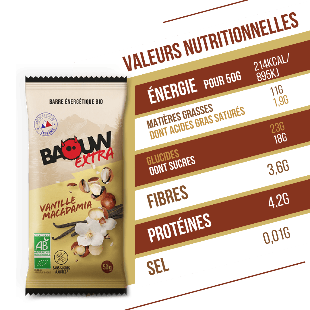 BAOUW ORGANIC EXTRA Vanilla-Macadamia Energy Bar (50 g)