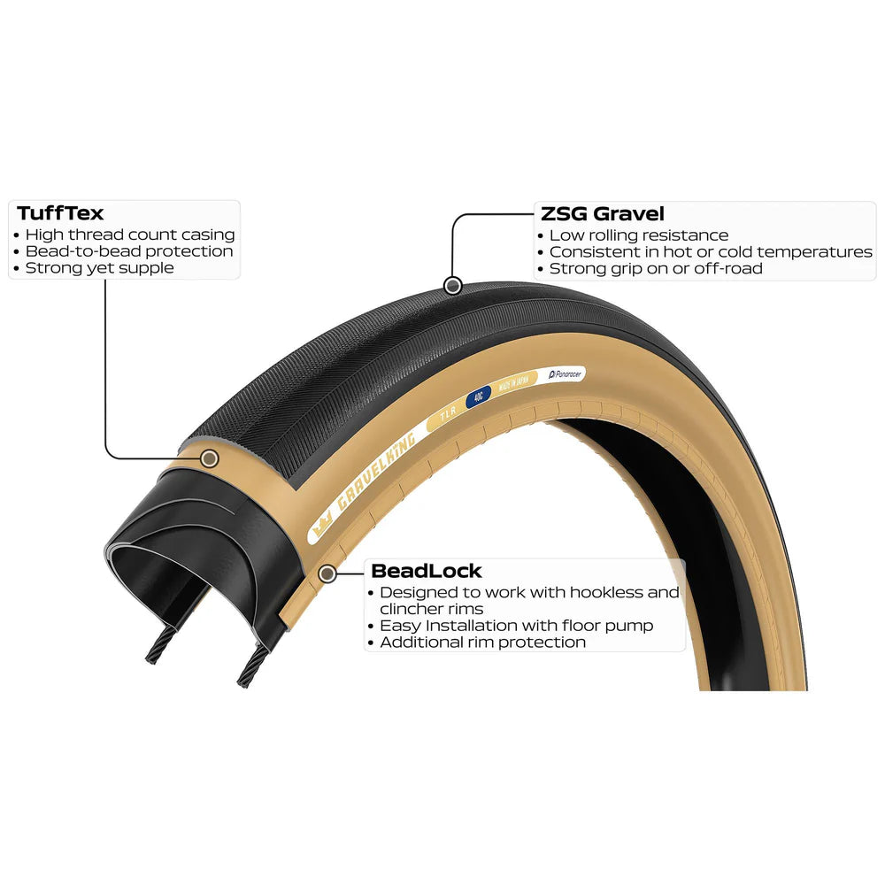 PANARACER GRAVELKING SLICK TLR 700x35c Tubeless Ready Beige dæk