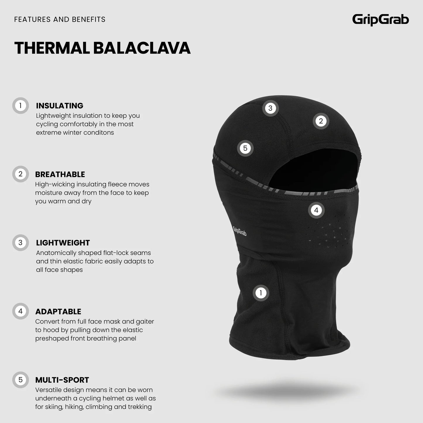 GRIPGRAB THERMO WINTER balaclava Sort