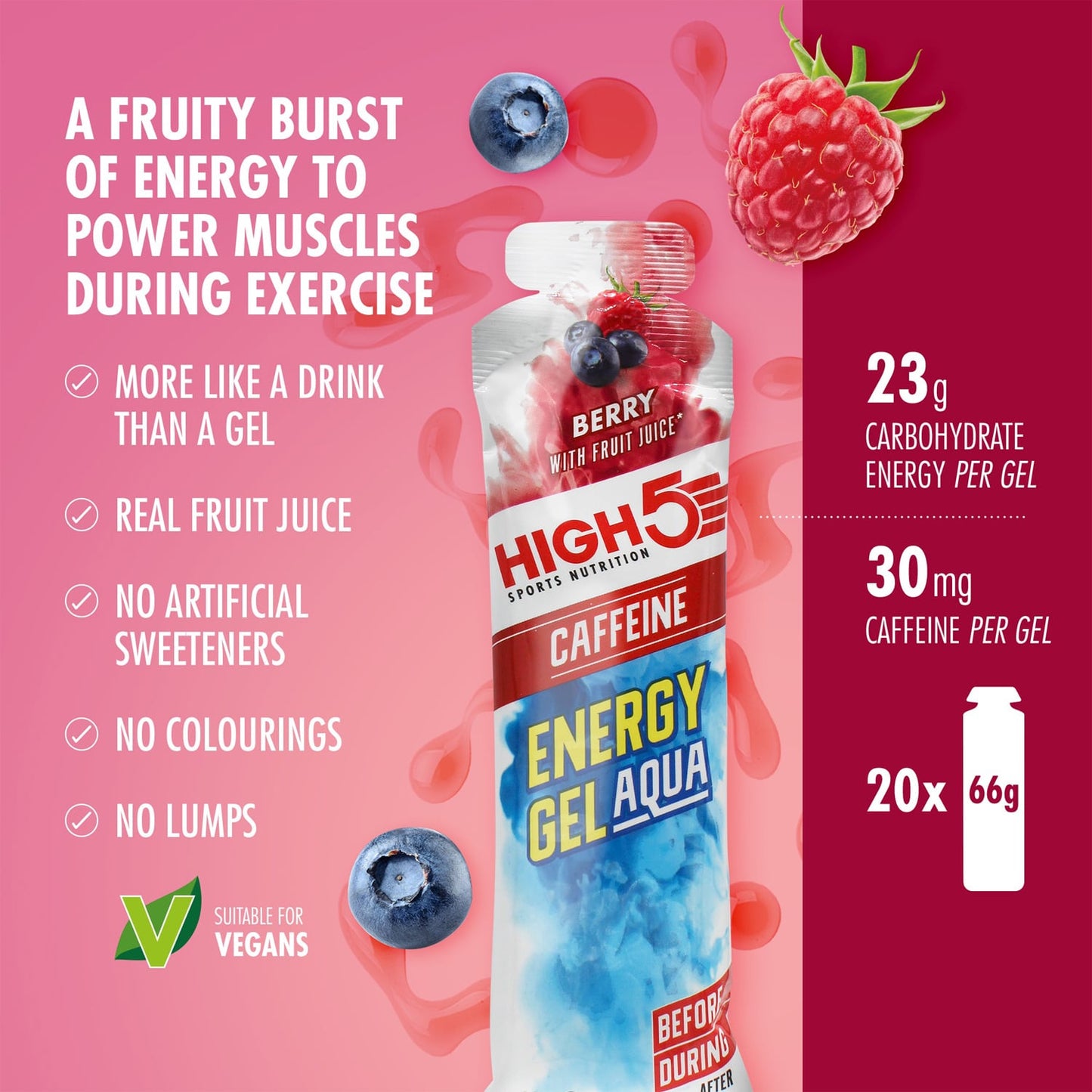 High5 ENERGY GEL Aqua Caffeine (66 g) Røde frugter