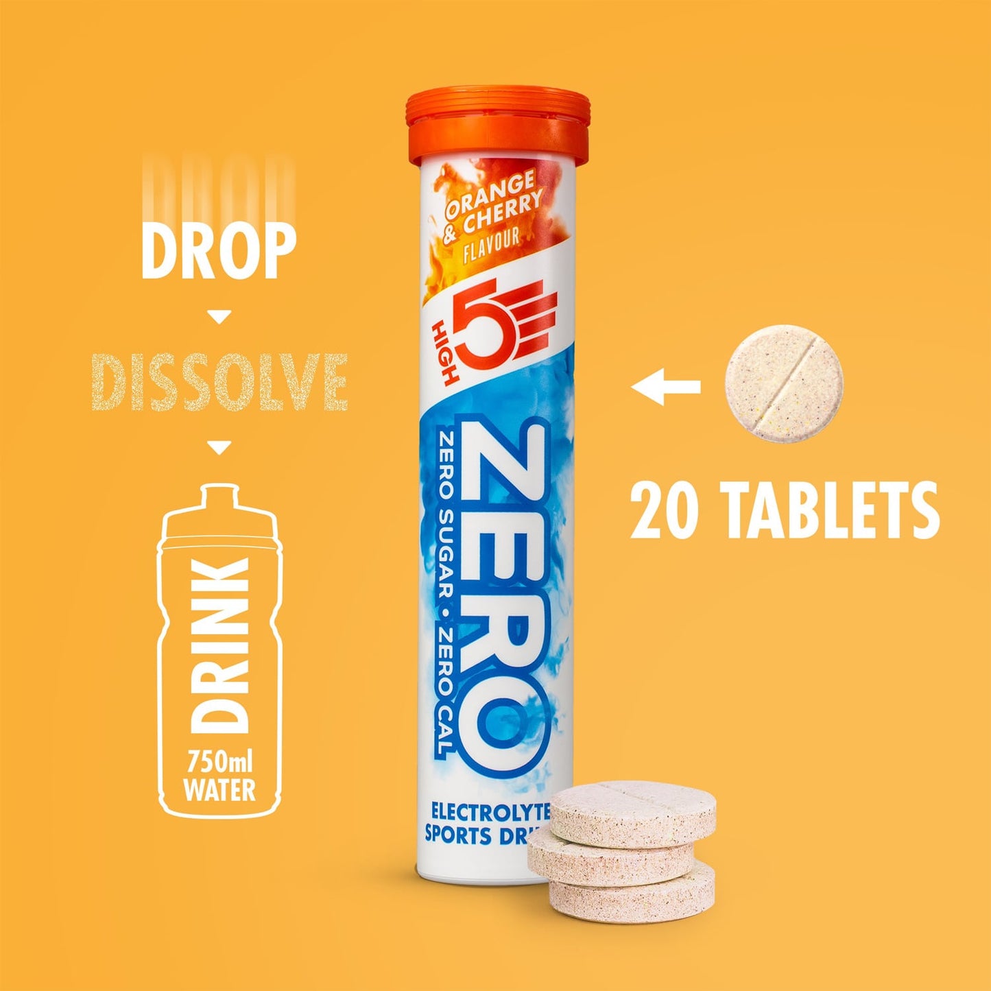 HIGH5 ZERO Electrolyte Hydration (20 tablets) Orange and Cherry