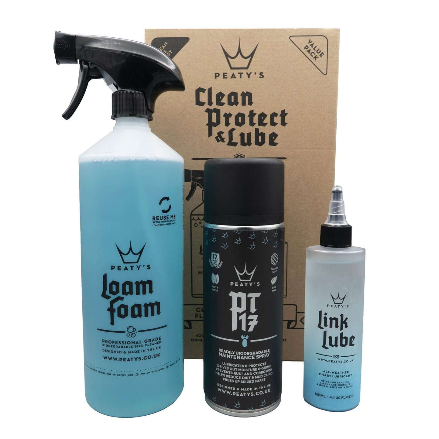 Vedligeholdelsessæt PEATY'S WASH PREVENT LUBRICATE STARTER PACK