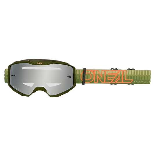 O'NEAL B-10 STRIPED Goggle Green/Orange Silver Mirror Screen