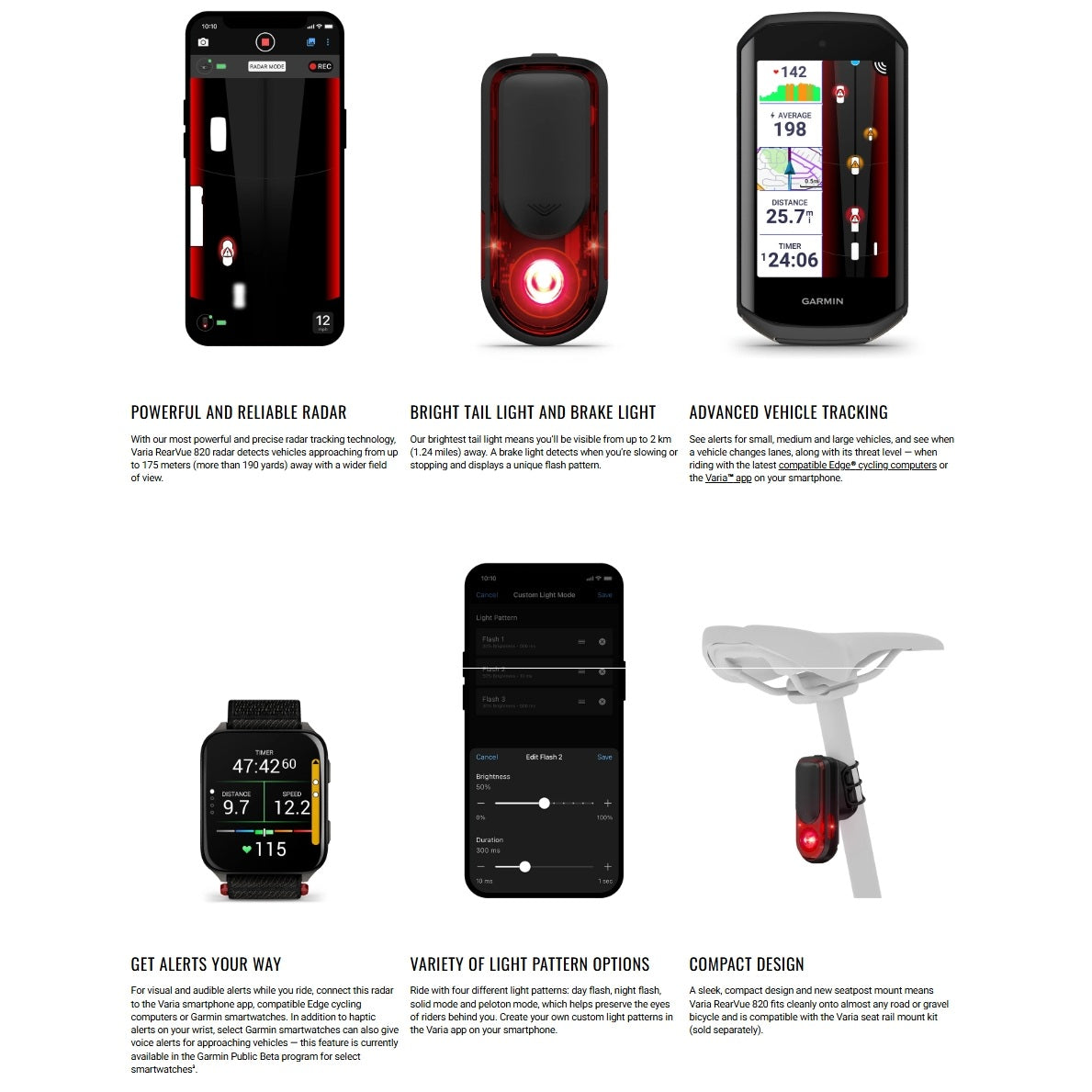 Bagbelysning GARMIN VARIA REARVUE 820