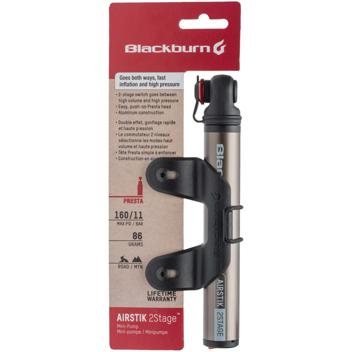 BLACKBURN AIRSTIK 2STAGE håndpumpe grå