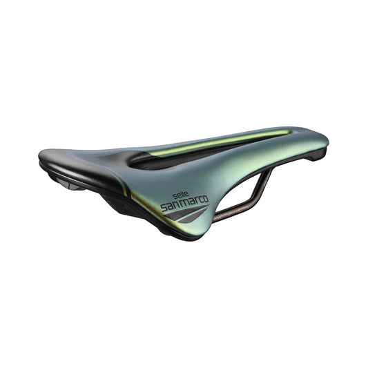 Sadel SAN MARCO SHORTFIT 2.0 OPEN-FIT RACING S3 Bredde 144 mm Stålskinner Xsilite Gold