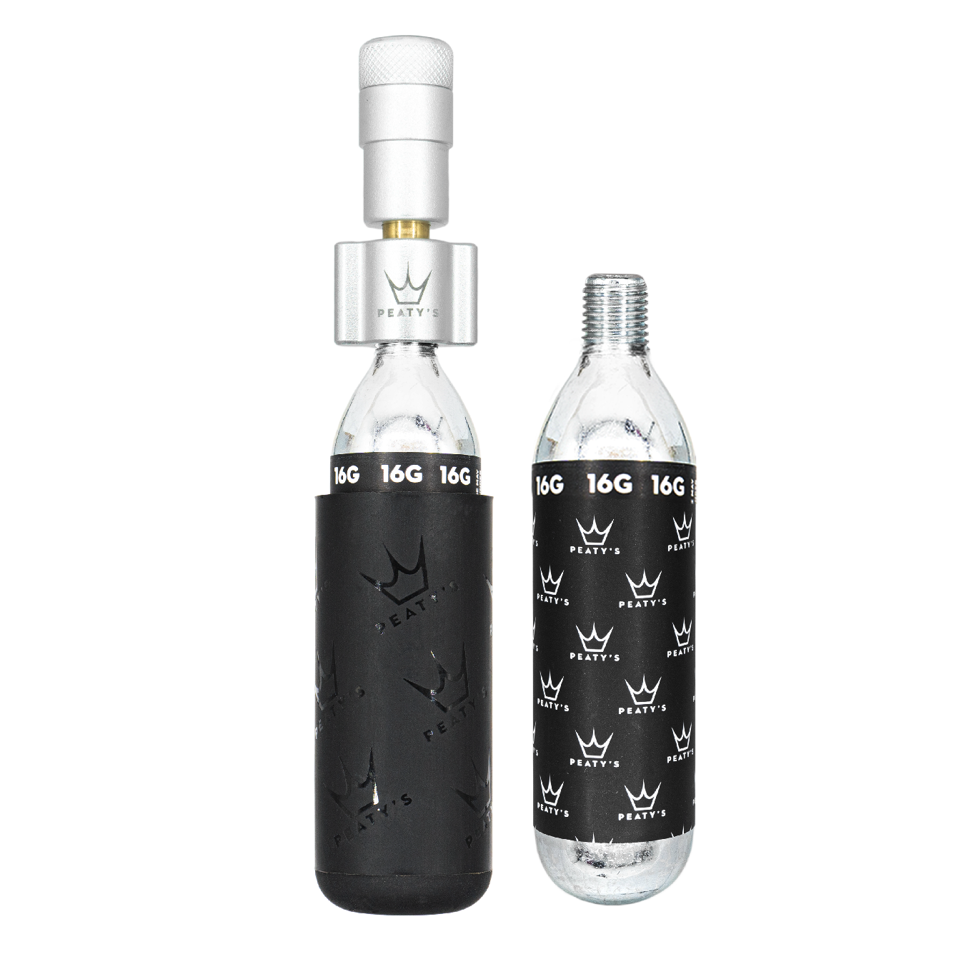 PEATY'S HOLESHOT ROAD/GRAVEL CO2 Percussion Gun + 2 x 16 g Silver CO2 Cartridges, Threaded