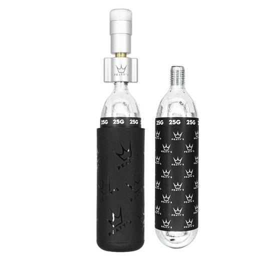 PEATY'S HOLESHOT MTB CO2 Percutor + 2 x 25 g sølvfarvede CO2-patroner med gevind