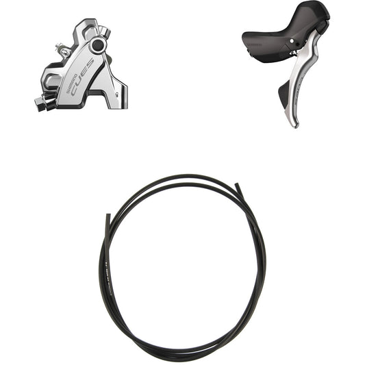 Højre bremsegreb og bagbremsekaliber SHIMANO CUES U6030 10/11 speed Flat Mount uden bremseskive - Polish Silver-udgave
