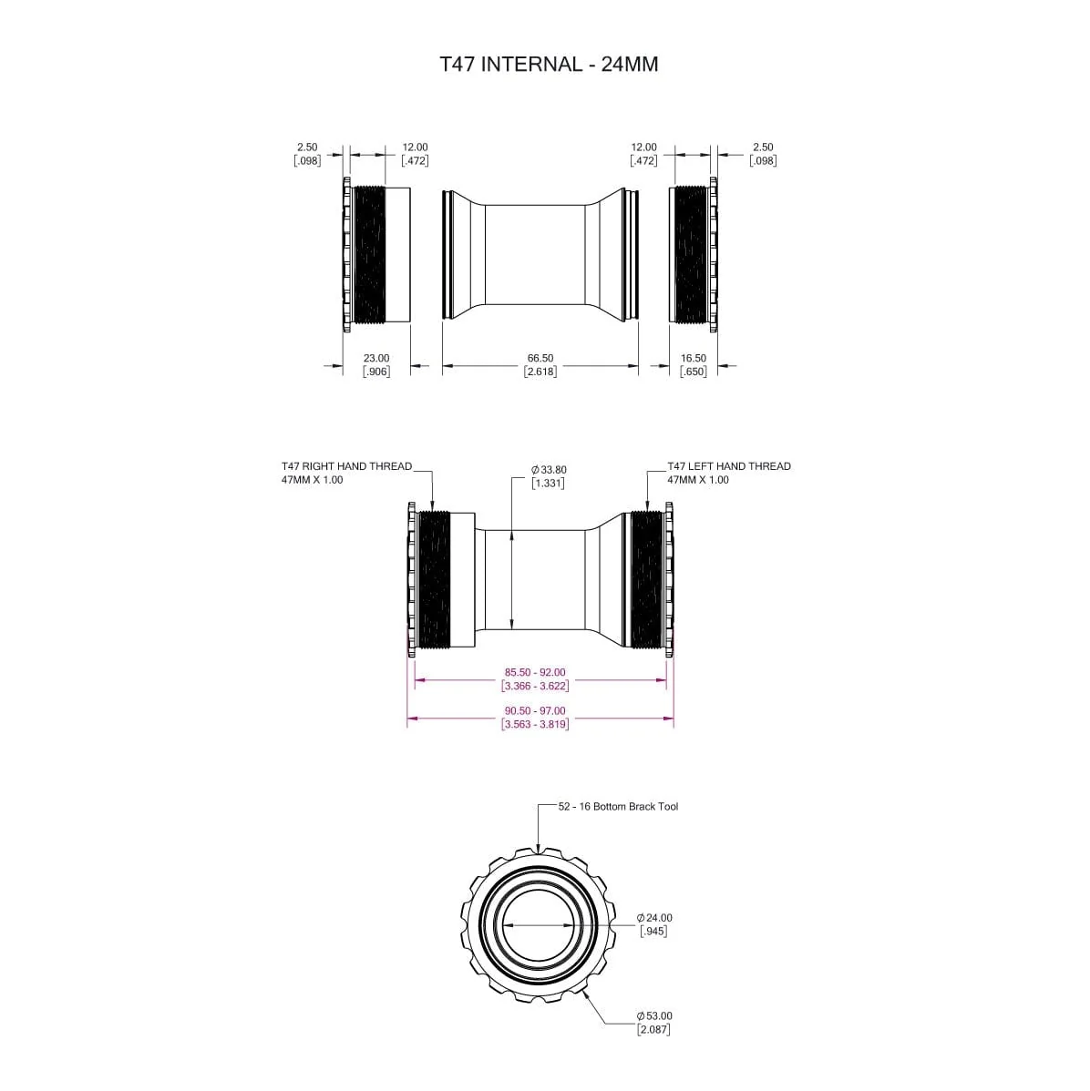 WOLFTOOTH T47 24mm Raw Silver crankset