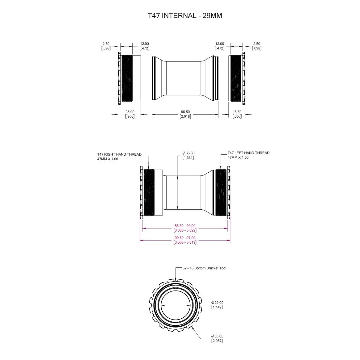 WOLFTOOTH T47 29mm SRAM DUB Black kranksæt