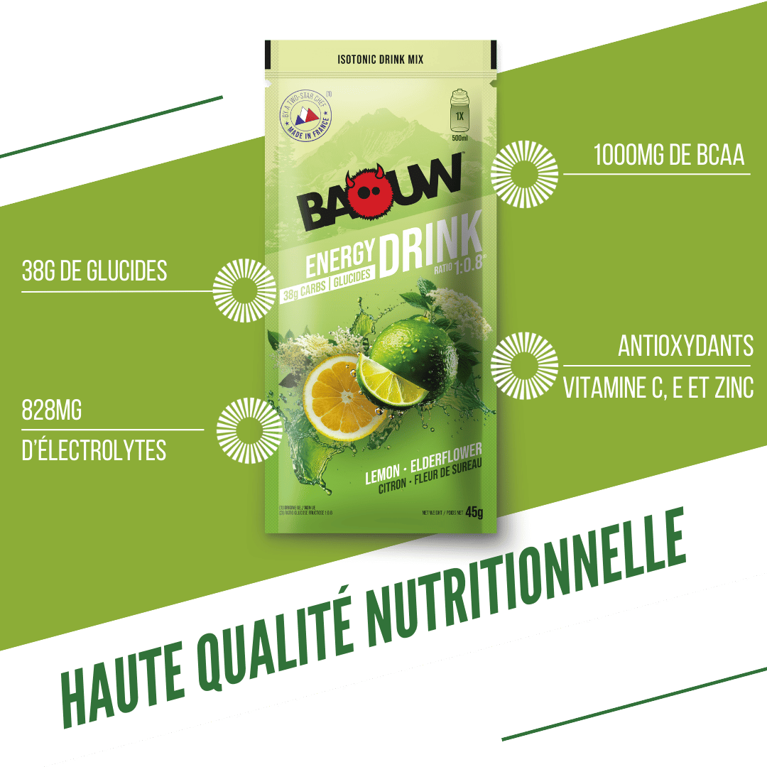 BAOUW ISOTONIC Energidrik (45 g) Limefrugt/Hyldeblomst