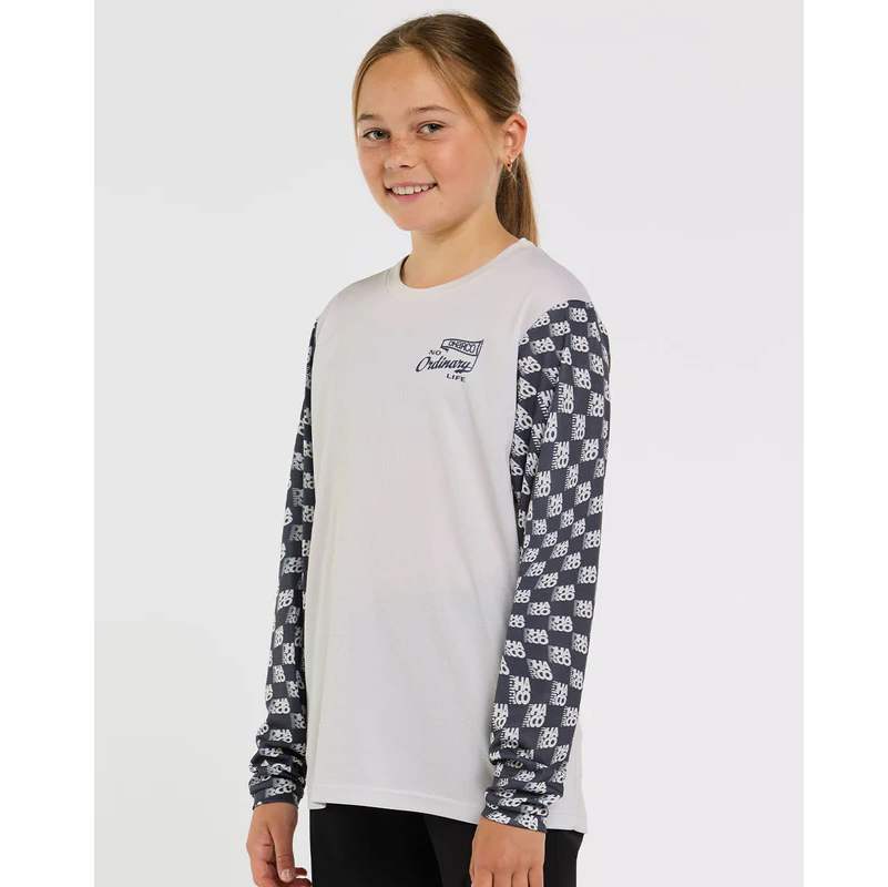 DHARCO GRAVITY OFFSET Junior Langærmet Jersey Hvid/Sort