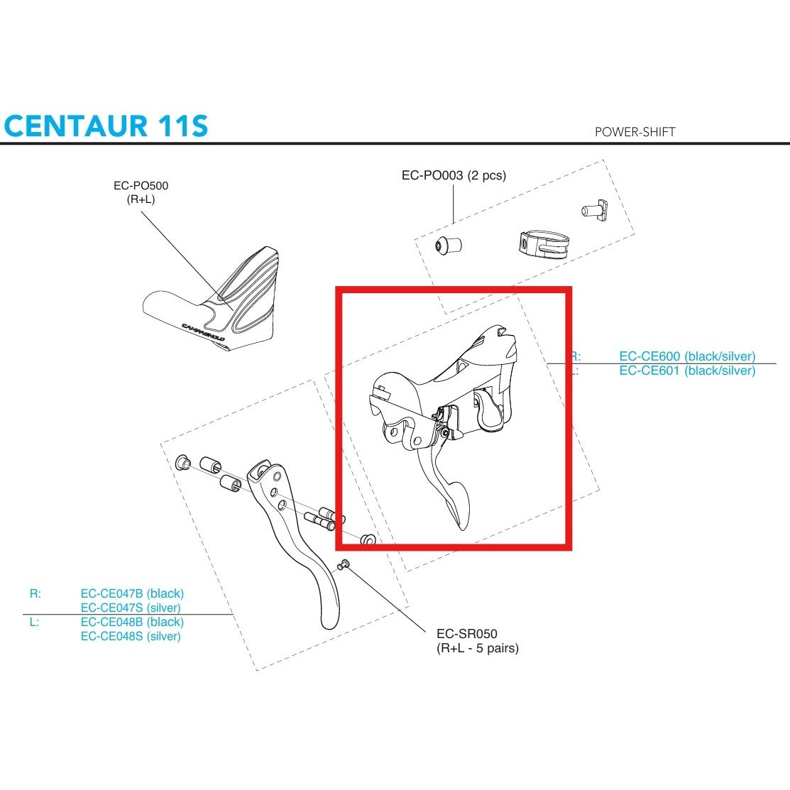 HØJREHÅNDS INDEKSERINGSBLOK CAMPAGNOLO CENTAUR 2018 POWER-SHIFT 11V