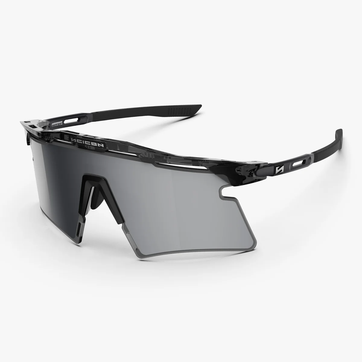 SCICON AEROSHADE 2.0 TITANIUM Briller Sort Crystal Gloss Multimirror Silver + Pink Lens
