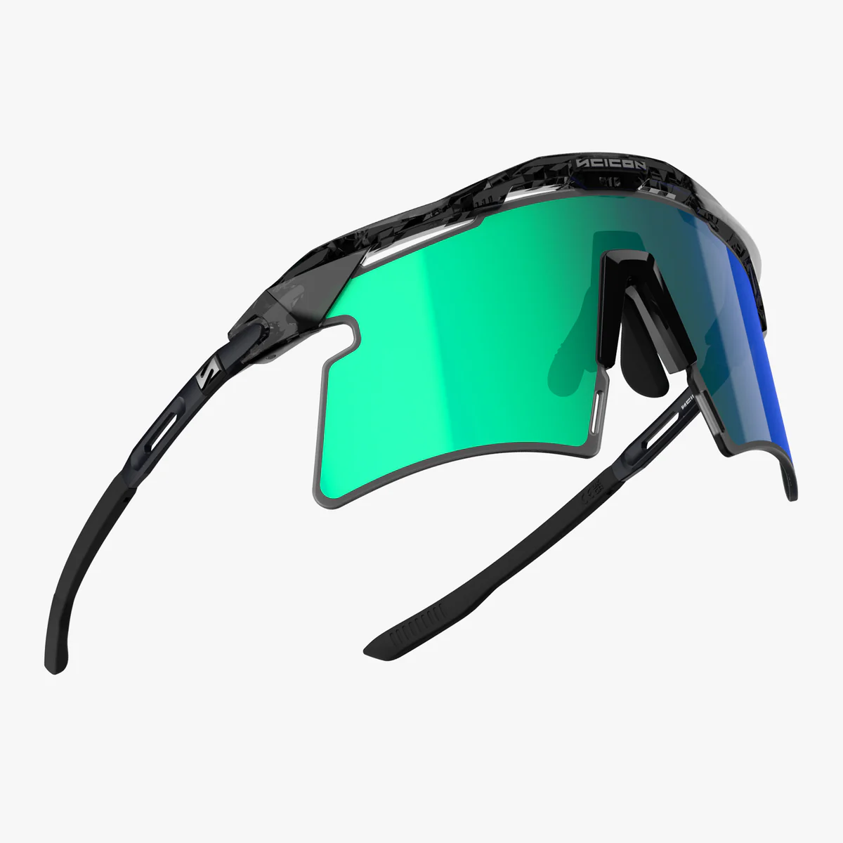 Lunettes SCICON AEROSHADE 2.0 TITANIUM Noir Crystal Gloss Verre Multimirror Blue Green + Pink